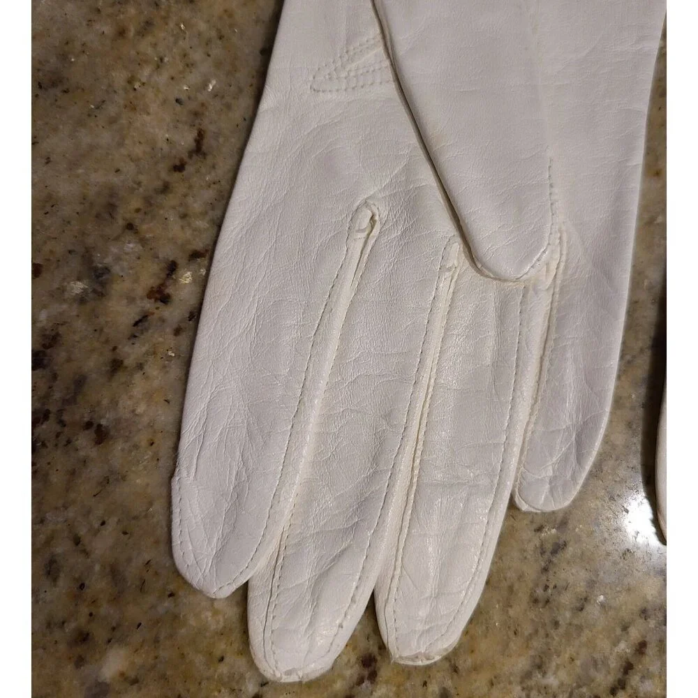 Vintage Size S 6.5 White Leather Formal 8